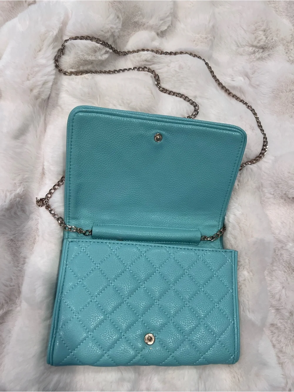 Quilted Mint Crossbody Chain Clutch - Women